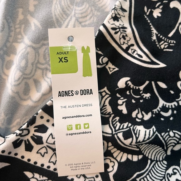 WOMENS MAXI DRESS BLACK WHITE PAISLEY AGNES & DORA AUSTEN WINDING ROAD XS - Picture 7 of 7